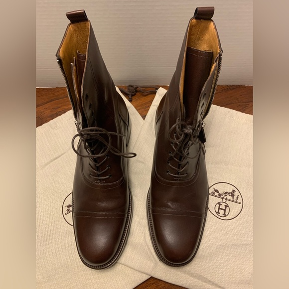 Hermès Barénia Ankle Boots in rich Cocoa Brown in almost new condition - Picture 4 of 6